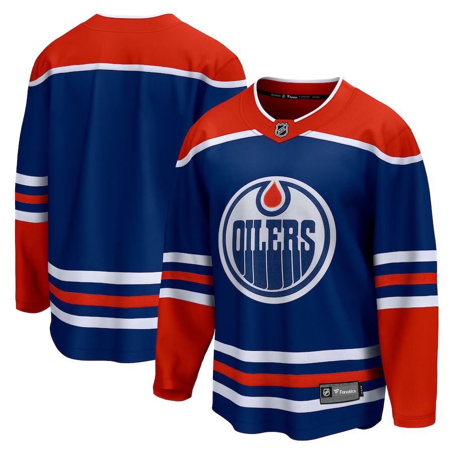 Men Edmonton Oilers Fanatics Branded Royal Home Breakaway Blank NHL Jersey->edmonton oilers->NHL Jersey